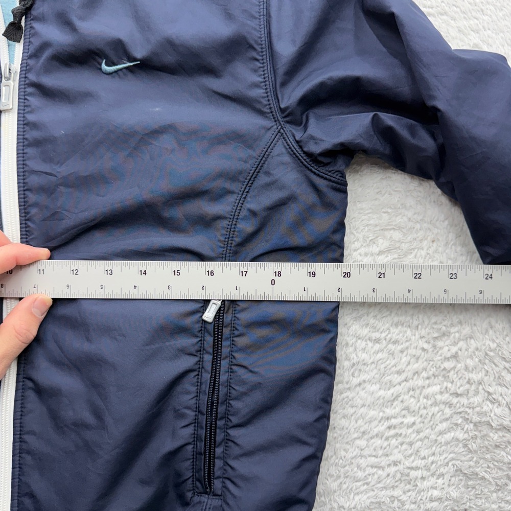 Vintage Nike 90s Womens Full Zip Fleece Lined Hooded Jacket Navy Blue Small - Picture 6 of 11